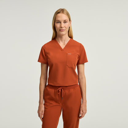 Rhena Slim 1-Pocket Scrub Top - Sienna