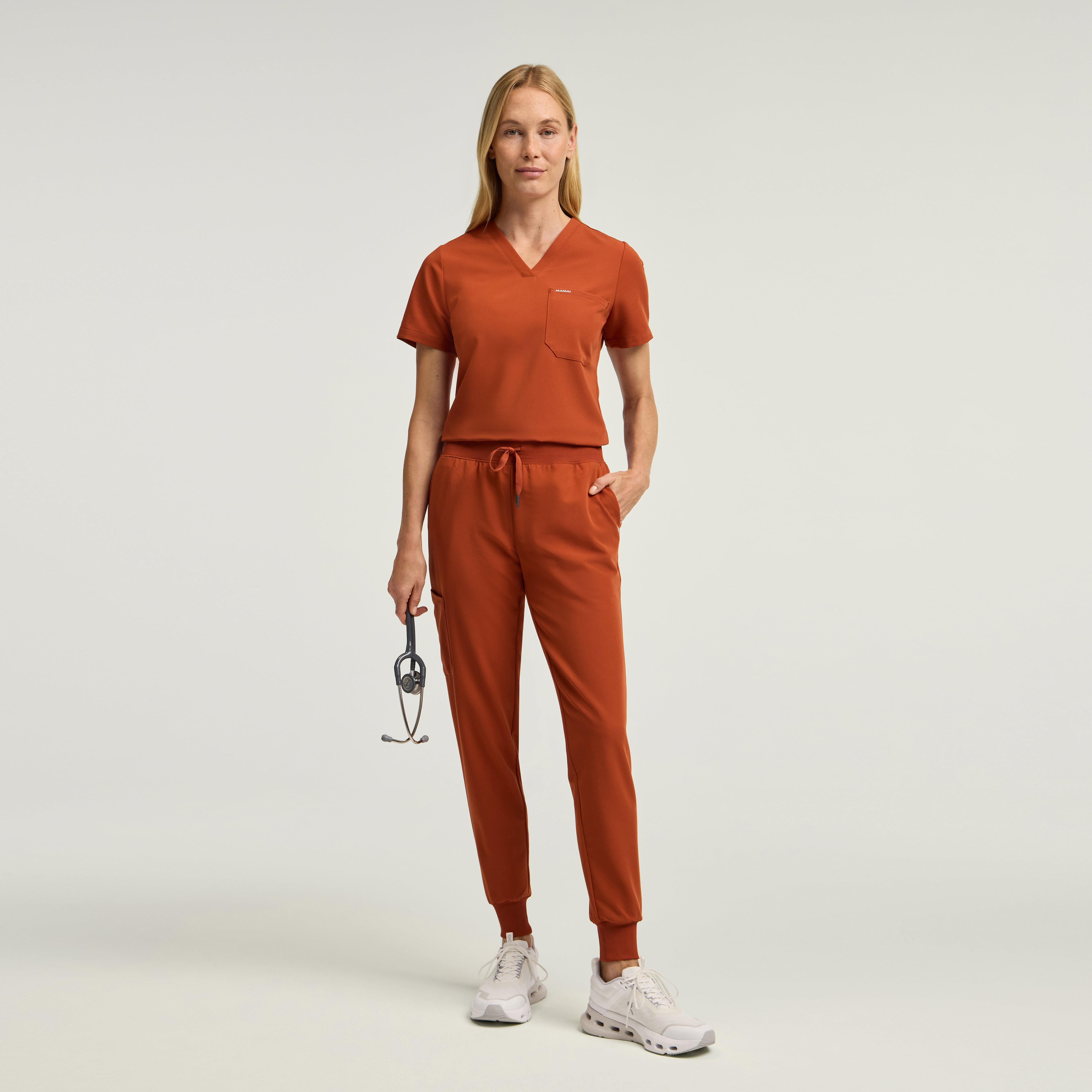Rhena Slim 1-Pocket Scrub Top - Sienna