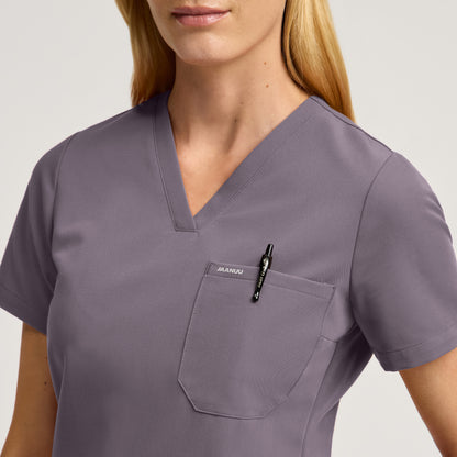 Rhena Slim 1-Pocket Scrub Top - Titanium