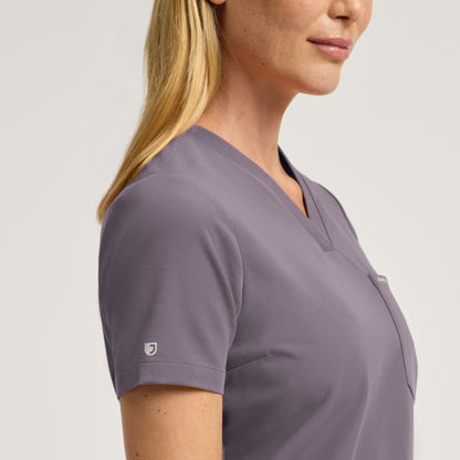 Rhena Slim 1-Pocket Scrub Top - Titanium