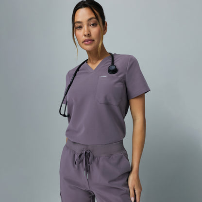 Rhena Slim 1-Pocket Scrub Top - Titanium