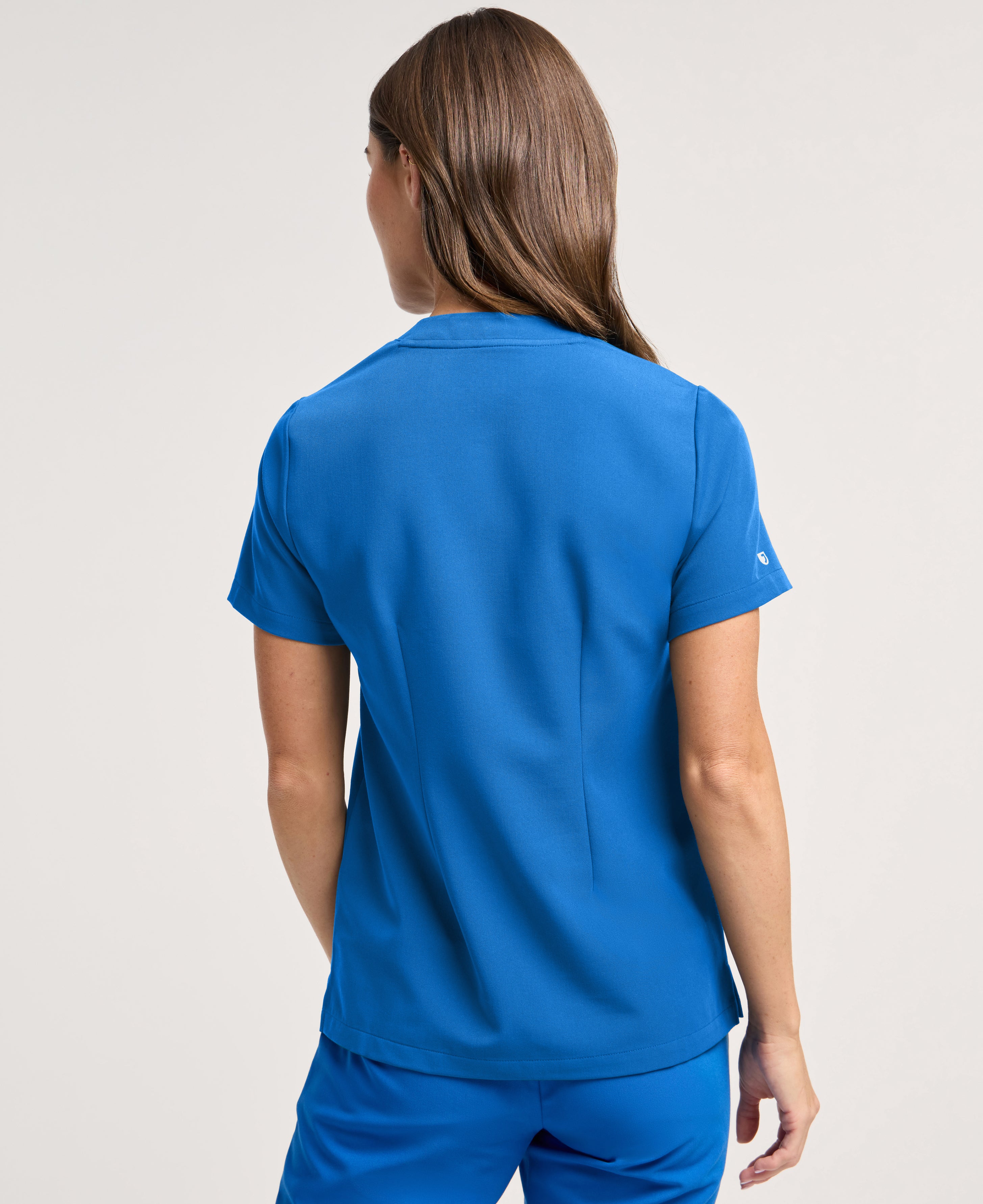 Jaanuu Helia Slim Notched V-Neck Scrub Top in Royal Blue, product photo 4 of 6