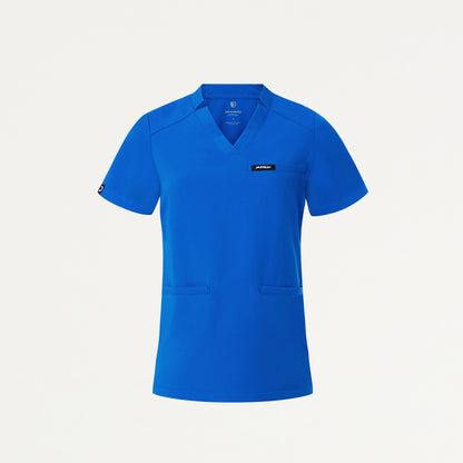 Helia Slim Notched V-Neck Scrub Top - Royal Blue