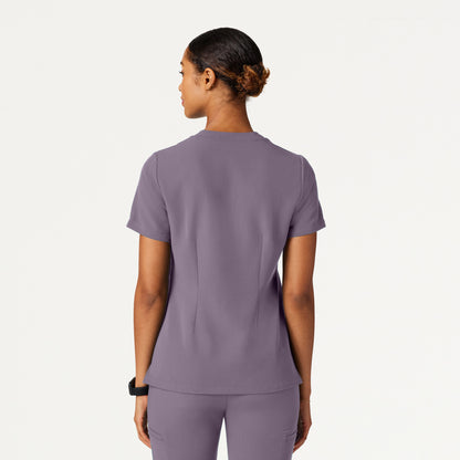 Helia Slim Notched V-Neck Scrub Top - Titanium