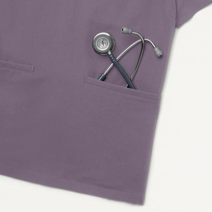 Helia Slim Notched V-Neck Scrub Top - Titanium