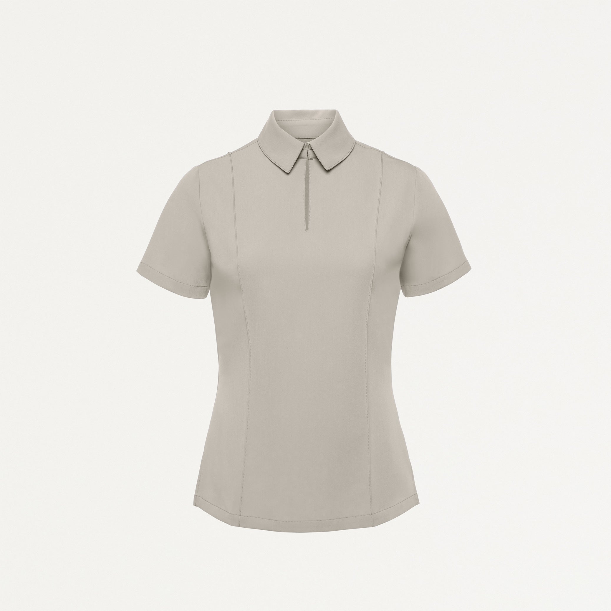 Carys Slim Modern Polo Scrub Top - Fog