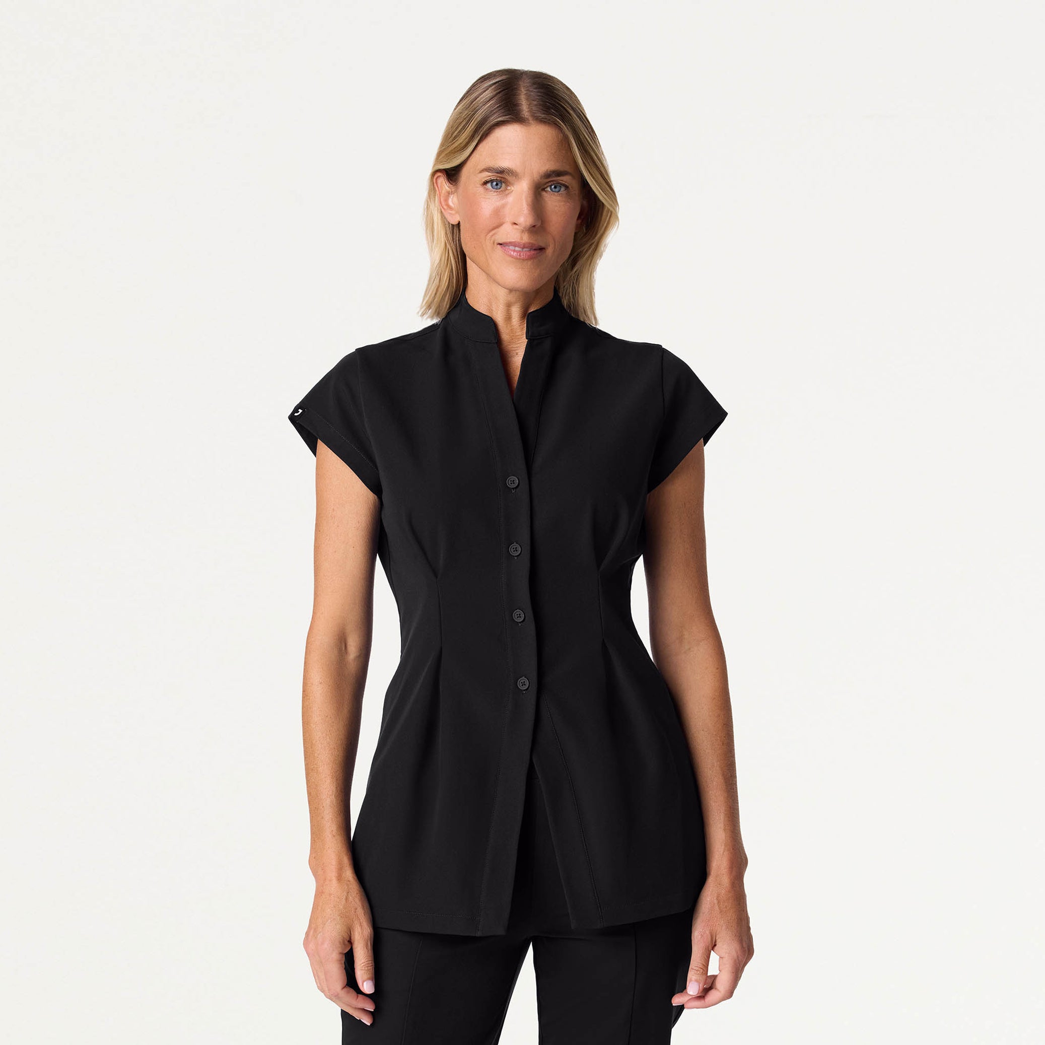 Sofie Fit & Flare Tunic Scrub Top - Black
