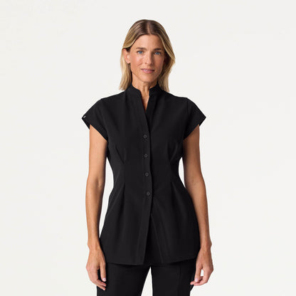 Sofie Fit & Flare Tunic Scrub Top - Black