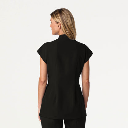 Sofie Fit & Flare Tunic Scrub Top - Black
