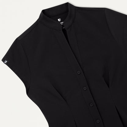 Sofie Fit & Flare Tunic Scrub Top - Black