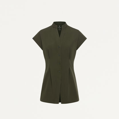 Sofie Fit & Flare Tunic Scrub Top - Deep Olive