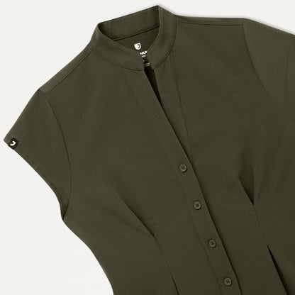 Sofie Fit & Flare Tunic Scrub Top - Deep Olive