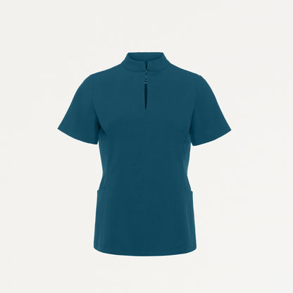 Aria Fit & Flare UltraLITE™ Scrub Top - Caribbean Blue