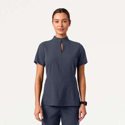 Alex Mock-Neck Scrub Top - Carbon Gray