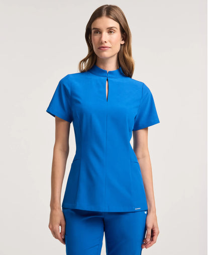 Jaanuu Alex Mock-Neck Scrub Top in Royal Blue, product photo 1 of 6