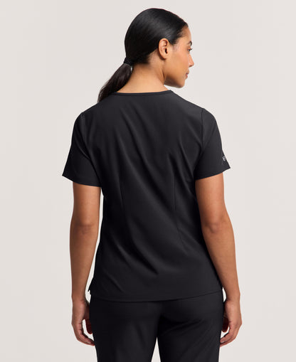 Jaanuu Harlow Slim 1-Pocket Scrub Top in Black, product photo 5 of 6