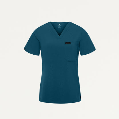 Rhena Slim UltraLITE™ 1-Pocket Scrub Top - Caribbean Blue