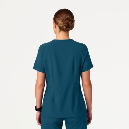 Rhena Slim UltraLITE™ 1-Pocket Scrub Top - Caribbean Blue
