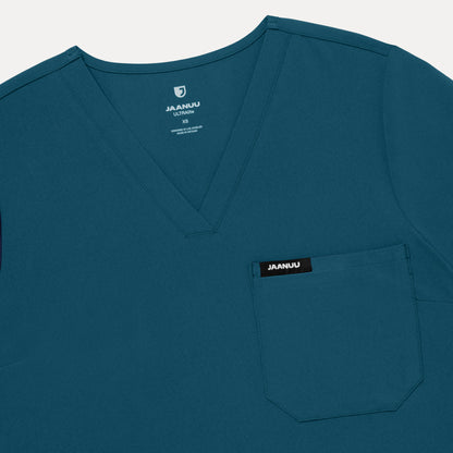 Rhena Slim UltraLITE™ 1-Pocket Scrub Top - Caribbean Blue