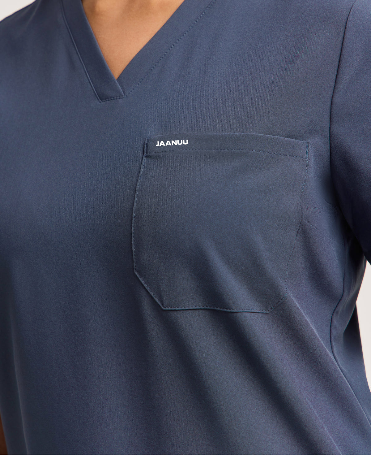 Jaanuu Harlow Slim 1-Pocket Scrub Top in Carbon Gray, product photo 5 of 6