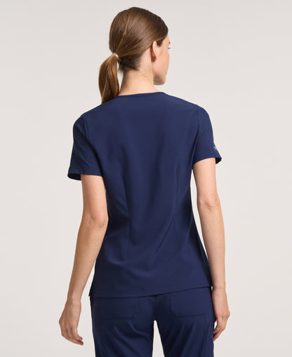 Jaanuu Harlow Slim 1-Pocket Scrub Top in Midnight Navy, product photo 6 of 6