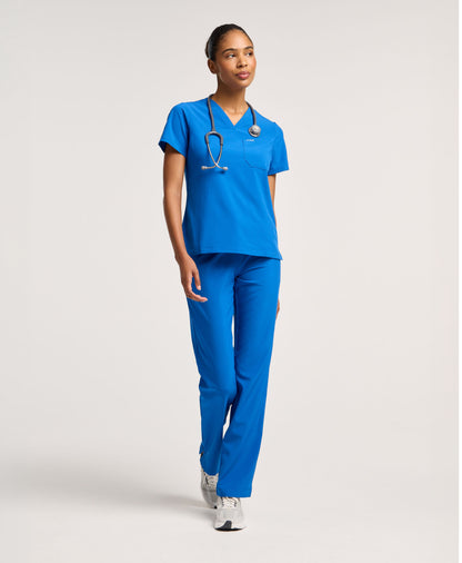 Jaanuu Harlow Slim 1-Pocket Scrub Top in Royal Blue, product photo 1 of 6