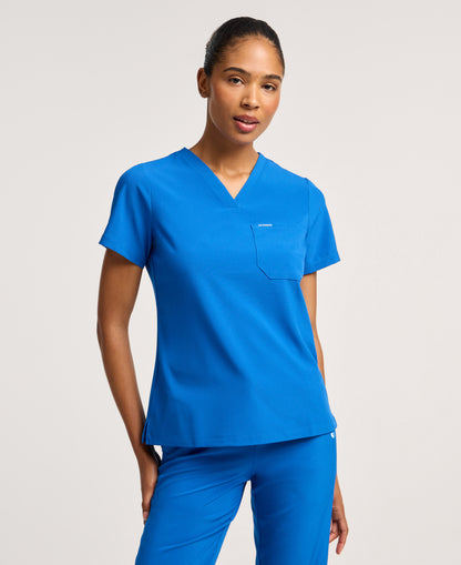 Jaanuu Harlow Slim 1-Pocket Scrub Top in Royal Blue, product photo 2 of 6