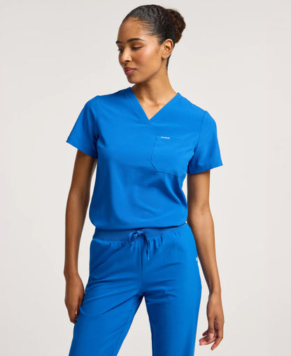 Jaanuu Harlow Slim 1-Pocket Scrub Top in Royal Blue, product photo 3 of 6