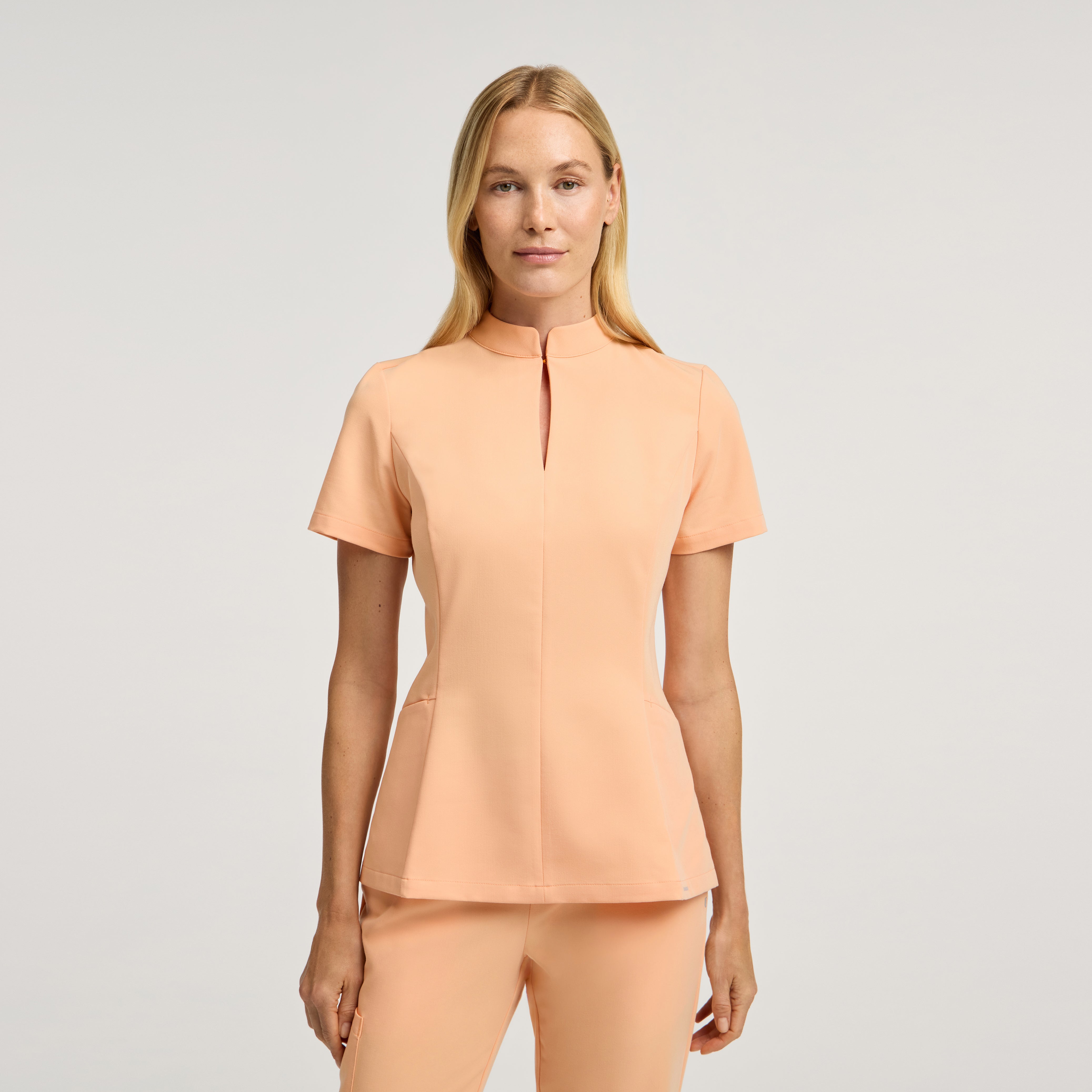 Aria Fit & Flare Scrub Top - Apricot
