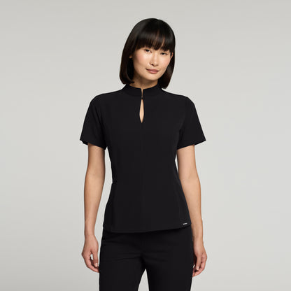 Aria Fit & Flare Scrub Top - Black