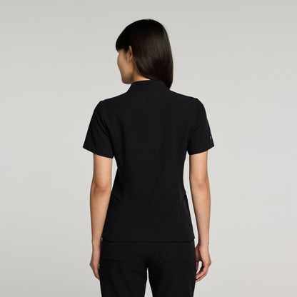 Aria Fit & Flare Scrub Top - Black