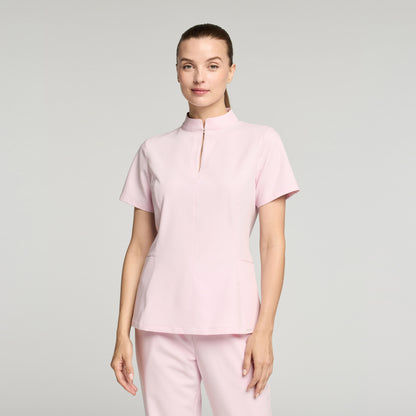 Aria Fit & Flare Scrub Top - Rose Quartz