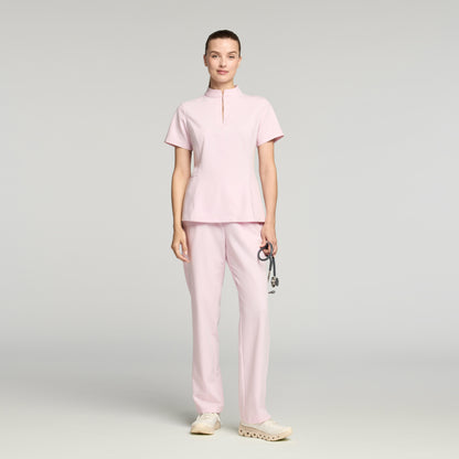 Aria Fit & Flare Scrub Top - Rose Quartz