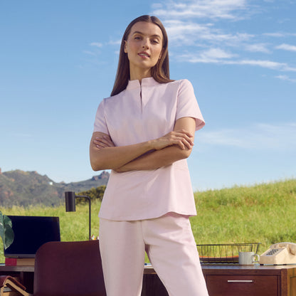 Aria Fit & Flare Scrub Top - Rose Quartz