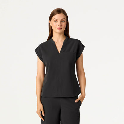 Shay Cap-Sleeve Scrub Top - Charcoal