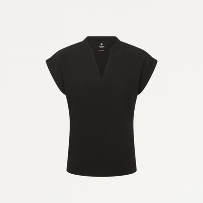 Shay Cap-Sleeve Scrub Top - Charcoal