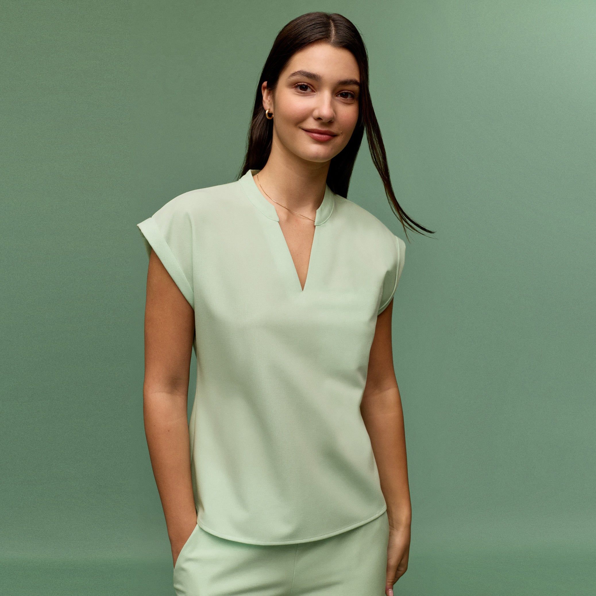 Shay Cap-Sleeve Scrub Top - Mint