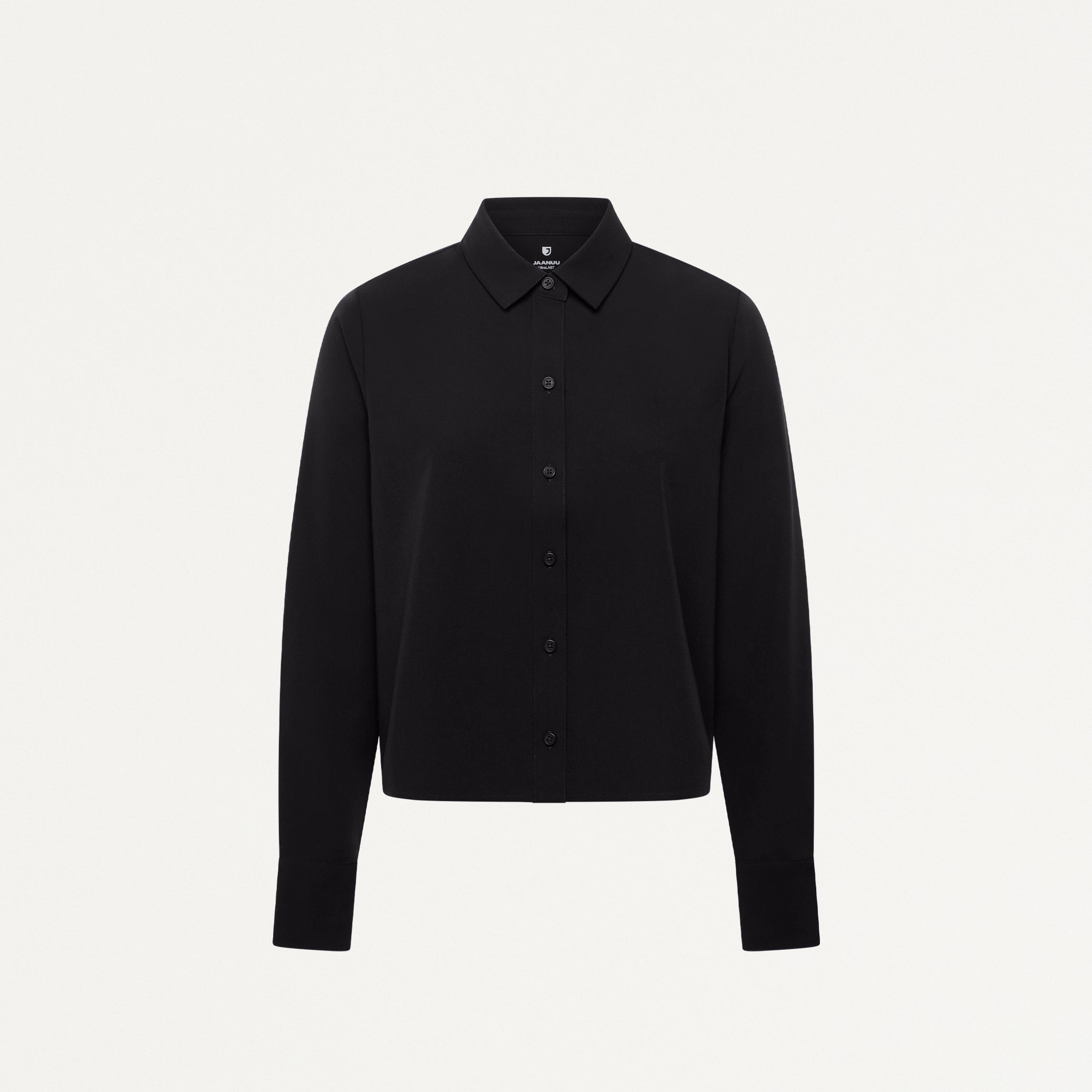 Kenna Cropped Button-Up Scrub Shirt - Black