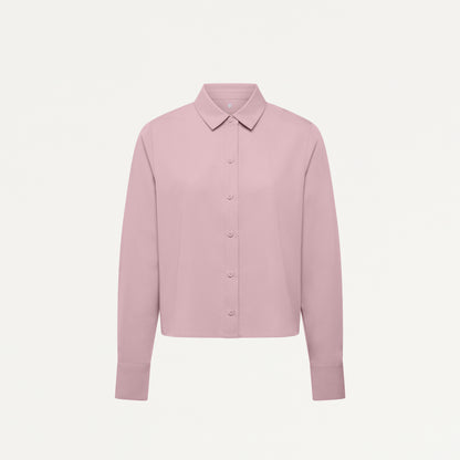 Kenna Cropped Button-Up Scrub Shirt - Blossom