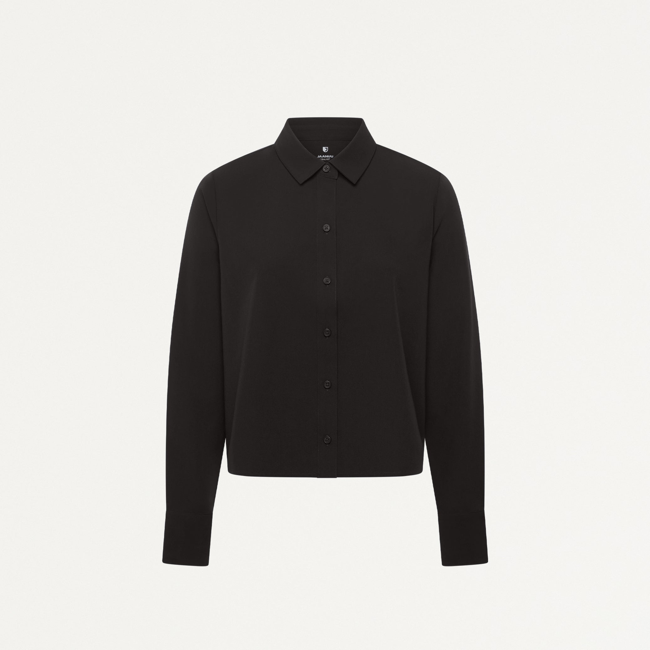 Kenna Cropped Button-Up Scrub Shirt - Charcoal