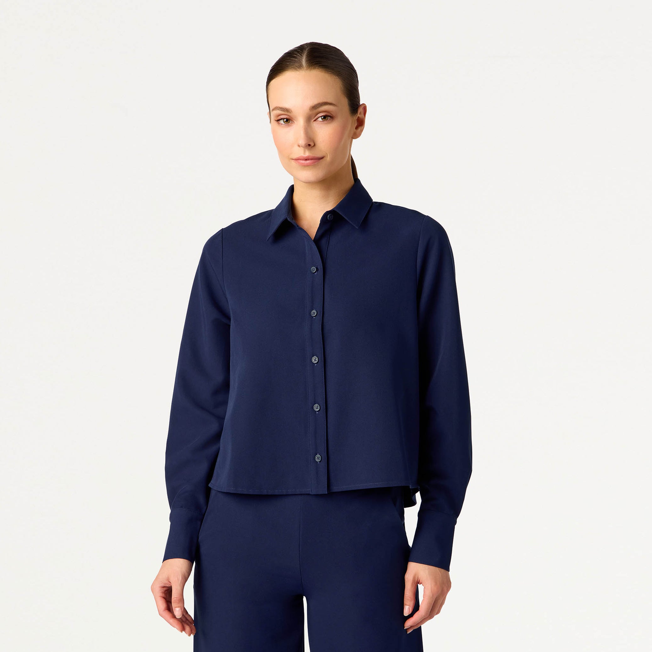 Kenna Button-Up Scrub Shirt - Midnight Navy