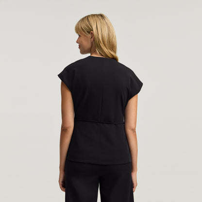 Zuri Wrap Scrub Top - Black