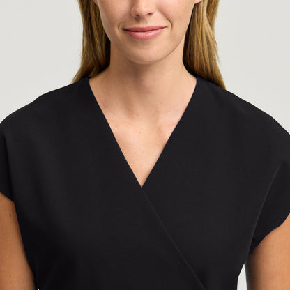 Zuri Wrap Scrub Top - Black