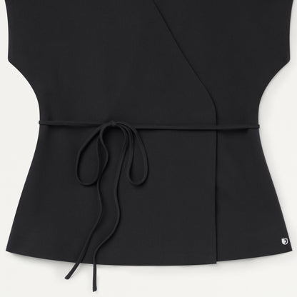 Zuri Wrap Scrub Top - Black