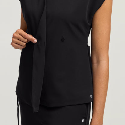 Zuri Wrap Scrub Top - Black