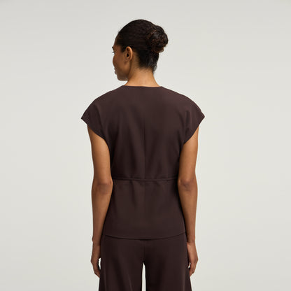 Zuri Wrap Scrub Top - Espresso