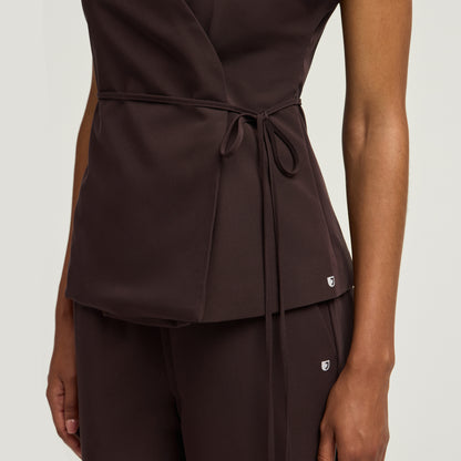 Zuri Wrap Scrub Top - Espresso