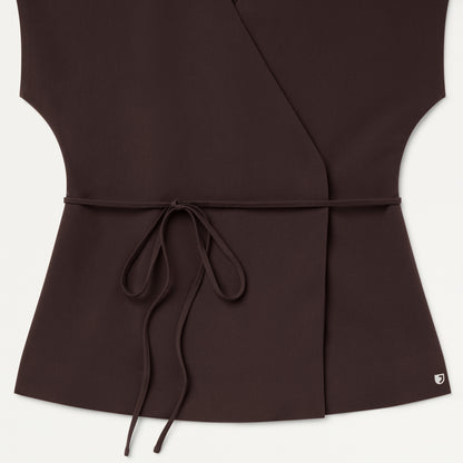 Zuri Wrap Scrub Top - Espresso