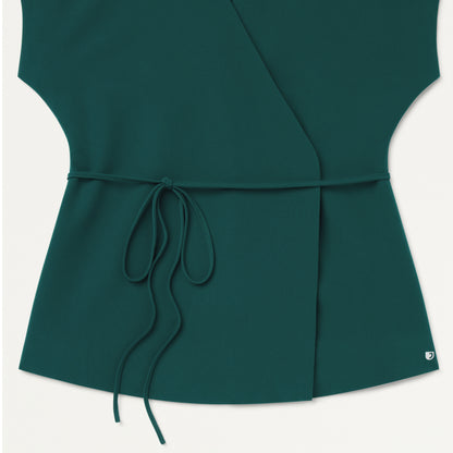 Zuri Wrap Scrub Top - Midnight Green