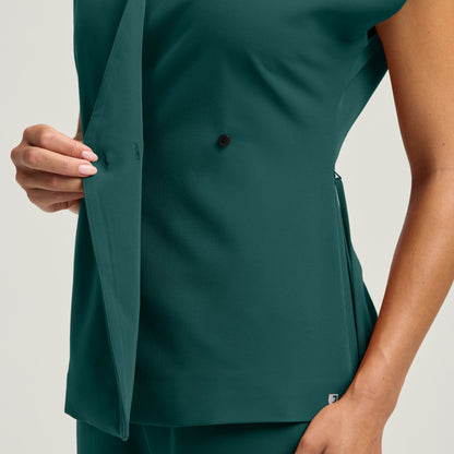 Zuri Wrap Scrub Top - Midnight Green